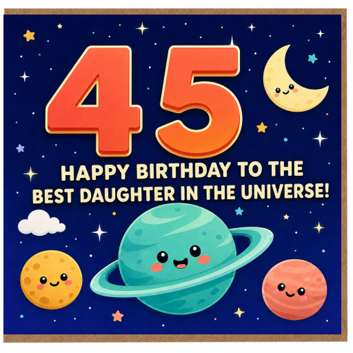 45th Birthday Card for Daughter, Happy Birthday to the Best Daughter in the Universe Space Card