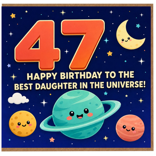 47th Birthday Card for Daughter, Happy Birthday to the Best Daughter in the Universe Space Theme Card