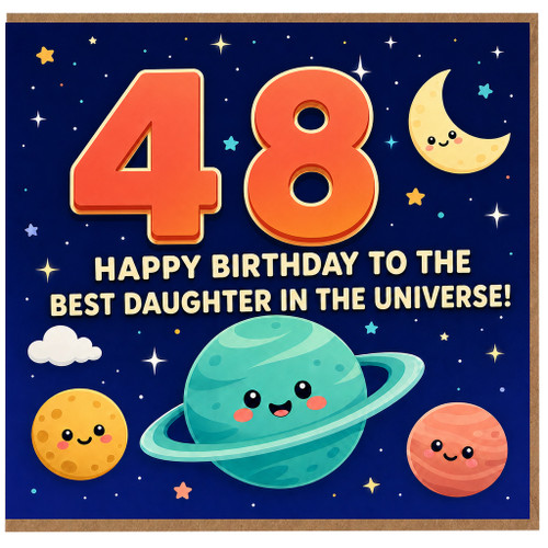 48th Birthday Card for Daughter, Happy Birthday to the Best Daughter in the Universe Space Theme Card