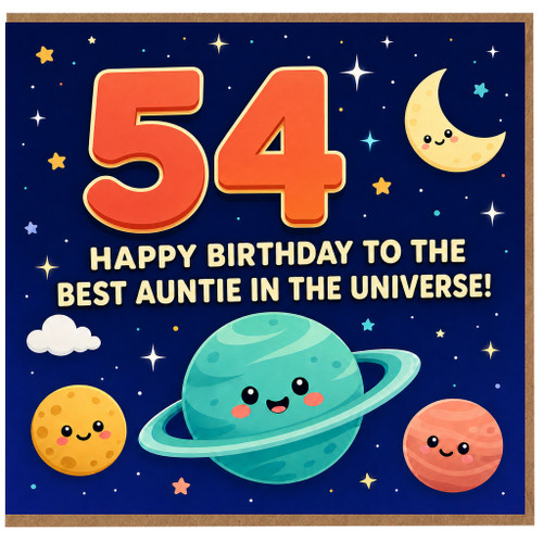Auntie 54th Birthday Card, Happy Birthday to the Best Auntie in the Universe
