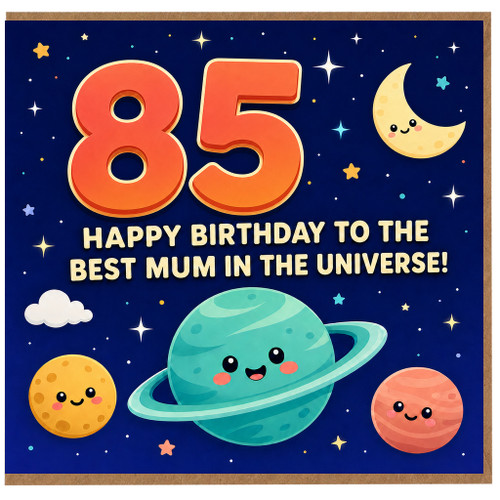 85th Birthday Card for Mum, Happy Birthday to the Best Mum in the Universe