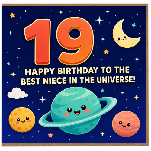 19th Birthday Card for Niece, Happy Birthday to the Best Niece in the Universe