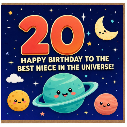 20th Birthday Card for Niece, Happy Birthday to the Best Niece in the Universe