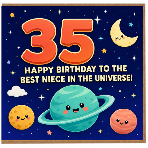 35th Birthday Card for Niece, Happy Birthday to the Best Niece in the Universe