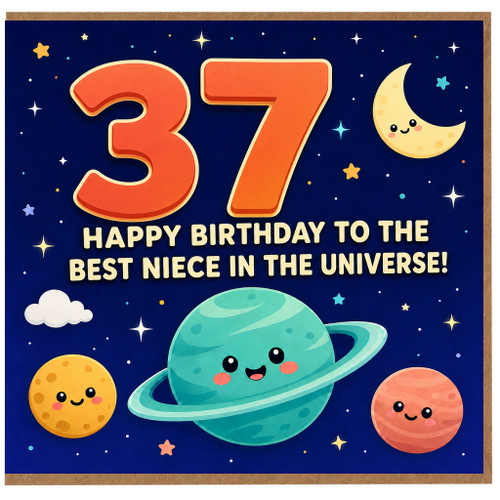 37th Birthday Card for Niece, Happy Birthday to the Best Niece in the Universe