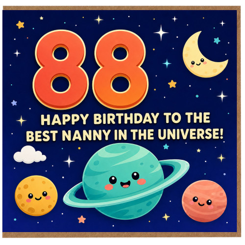 Nanny 88th Birthday Card, Happy Birthday to the Best Nanny in the Universe Space Design