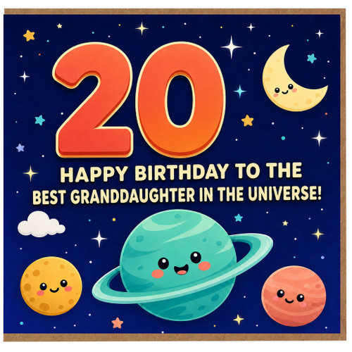 20th Birthday Card for Granddaughter, Happy Birthday to the Best Granddaughter in the Universe
