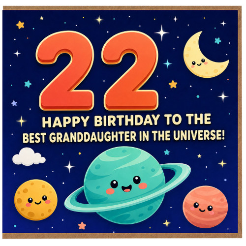 22nd Birthday Card for Granddaughter, Happy Birthday to the Best Granddaughter in the Universe