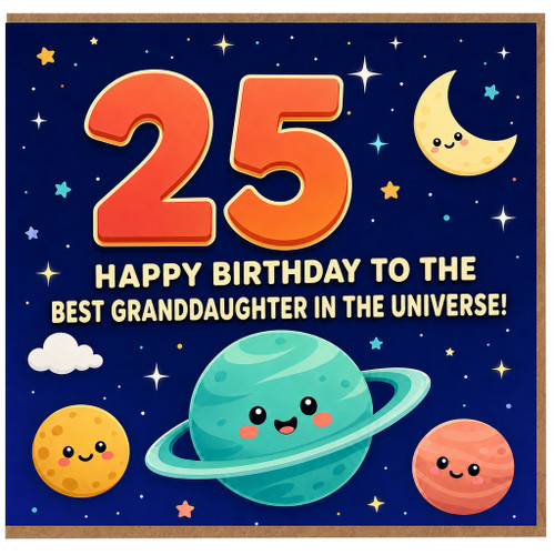 25th Birthday Card for Granddaughter - Happy Birthday to the Best Granddaughter in the Universe