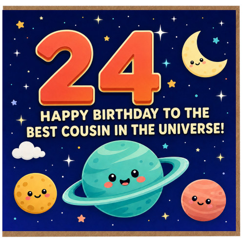24th Birthday Card for Cousin, Happy Birthday to the Best Cousin in the Universe