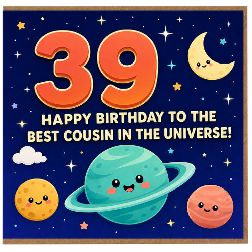 39th Birthday Card for Cousin, Happy Birthday to the Best Cousin in the Universe