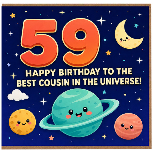 59th Birthday Cousin Card, Happy Birthday to the Best Cousin in the Universe