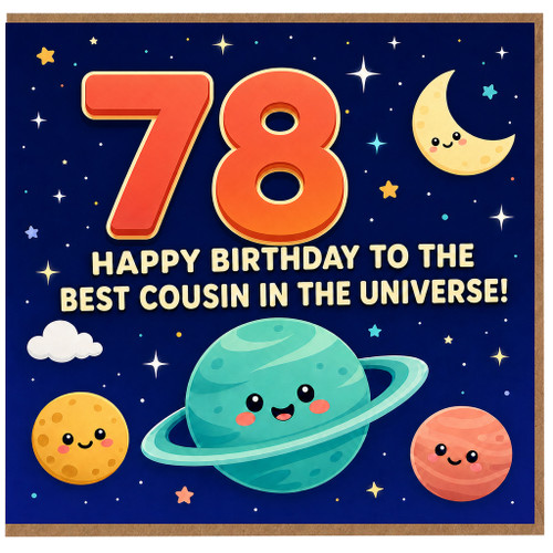 78th Birthday Card for Cousin, Happy Birthday to the Best Cousin in the Universe Space Card