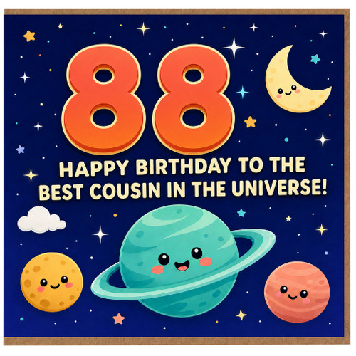 88th Birthday Card for Cousin, Happy Birthday to the Best Cousin in the Universe Space Theme