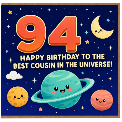 94th Birthday Card for Cousin, Happy Birthday to the Best Cousin in the Universe Space Card