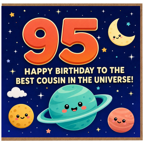 95th Birthday Card for Cousin, Happy Birthday to the Best Cousin in the Universe Space Theme Card