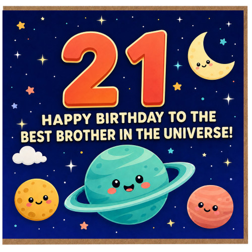 21st Birthday Card for Brother - Happy Birthday to the Best Brother in the Universe Space Themed Card