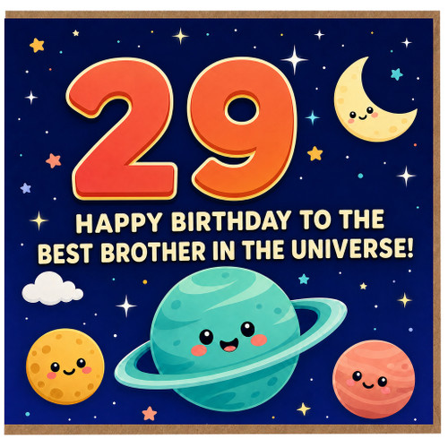 29th Birthday Card for Brother, Happy Birthday to the Best Brother in the Universe