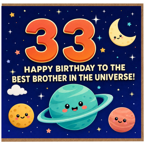 33rd Birthday Card for Brother, Happy Birthday to the Best Brother in the Universe