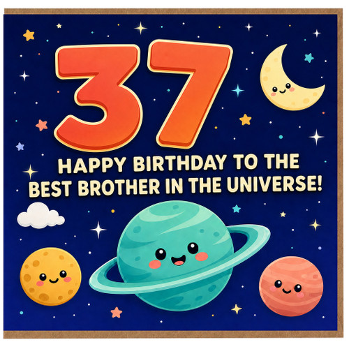 37th Birthday Card for Brother, Happy Birthday to the Best Brother in the Universe