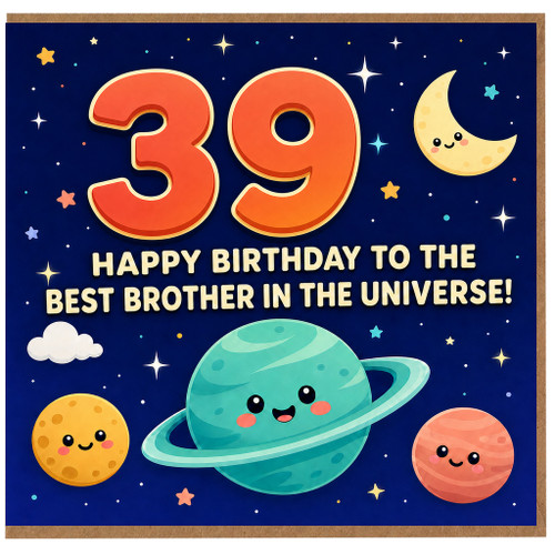 39th Birthday Card for Brother, Happy Birthday to the Best Brother in the Universe