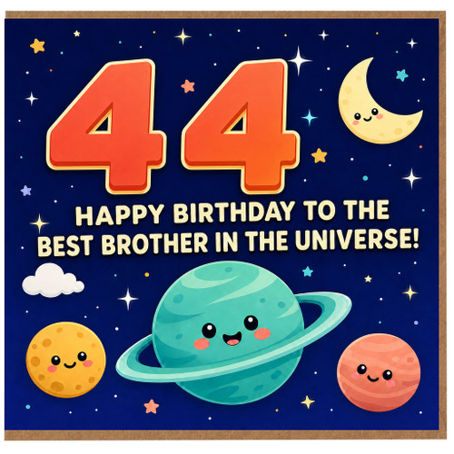 44th Birthday Card for Brother, Happy Birthday to the Best Brother in the Universe Space Card