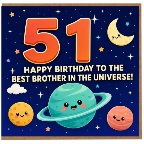 51st Birthday Card for Brother, Happy Birthday to the Best Brother in the Universe