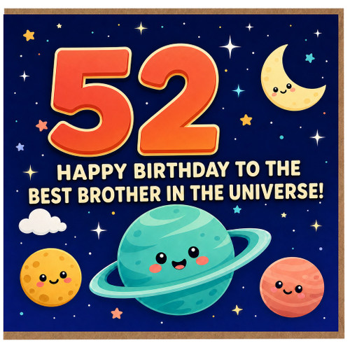 52nd Birthday Brother Card, Happy Birthday to the Best Brother in the Universe
