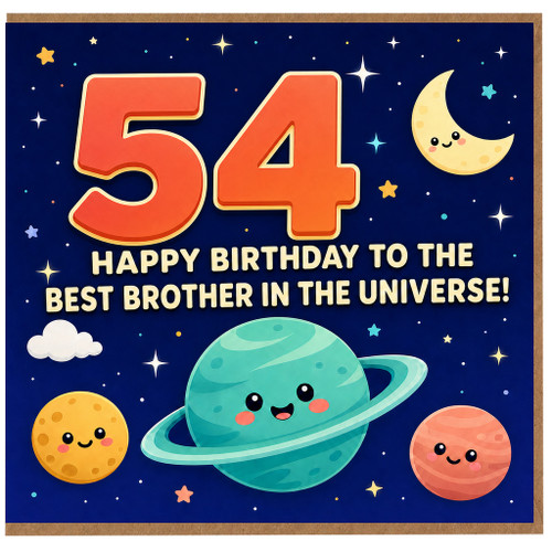 54th Birthday Card for Brother, Happy Birthday to the Best Brother in the Universe