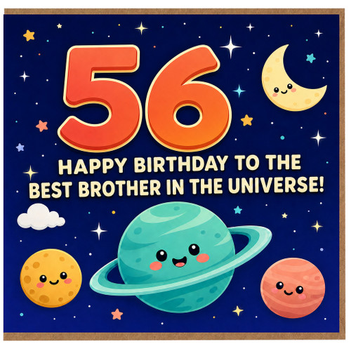 56th Birthday Card for Brother, Happy Birthday to the Best Brother in the Universe