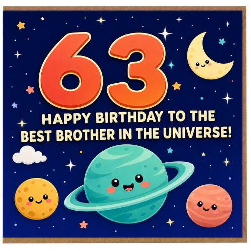 63rd Birthday Card for Brother, Happy Birthday to the Best Brother in the Universe Space Card