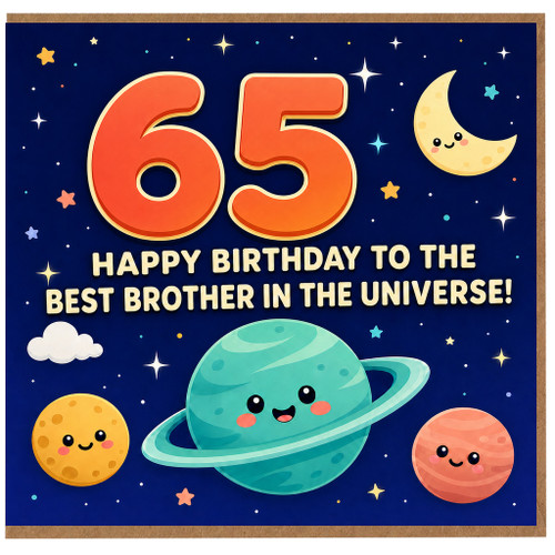 65th Birthday Card for Brother, Happy Birthday to the Best Brother in the Universe