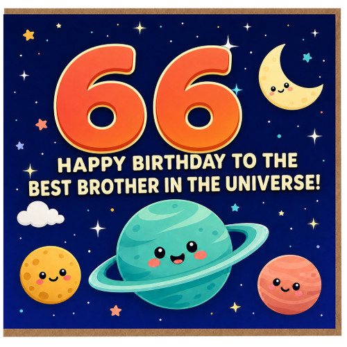 66th Birthday Card for Brother, Happy Birthday to the Best Brother in the Universe