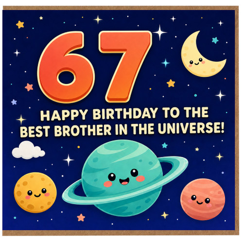 67th Birthday Card for Brother, Happy Birthday to the Best Brother in the Universe