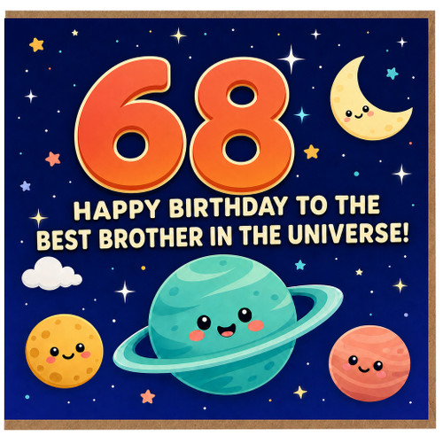68th Birthday Brother Card, Happy Birthday to the Best Brother in the Universe Space Card