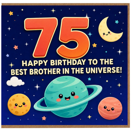 75th Birthday Card for Brother, Happy Birthday to the Best Brother in the Universe Space Card
