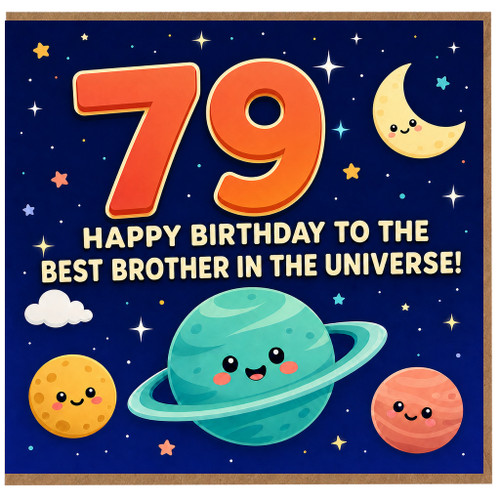 79th Birthday Card for Brother, Happy Birthday to the Best Brother in the Universe Space Theme Card