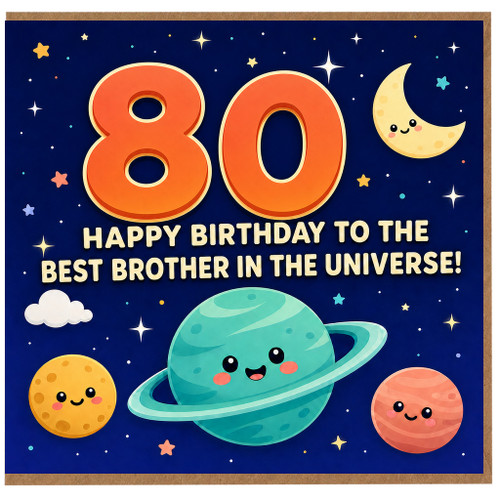 80th Birthday Card for Brother, Happy Birthday to the Best Brother in the Universe