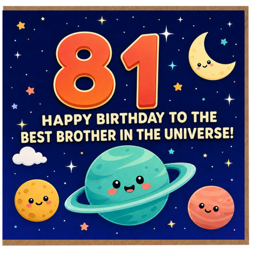 81st Birthday Card for Brother, Happy Birthday to the Best Brother in the Universe
