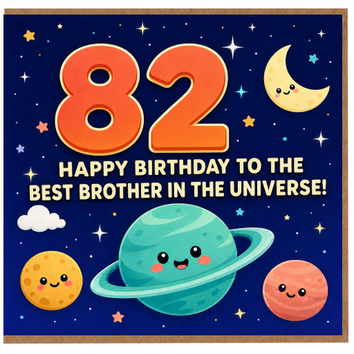 82nd Birthday Card for Brother, Happy Birthday to the Best Brother in the Universe