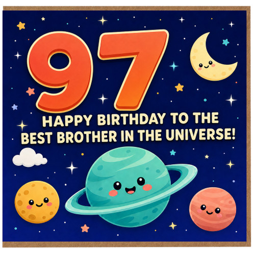 97th Birthday Card for Brother, Happy Birthday to the Best Brother in the Universe