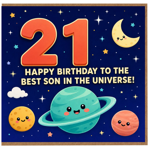 21st Birthday Card for Son, Happy Birthday to the Best Son in the Universe