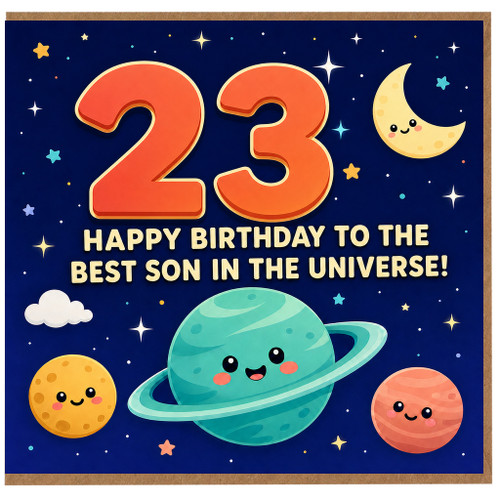 23rd Birthday Card for Son, Happy Birthday to the Best Son in the Universe, Space Theme
