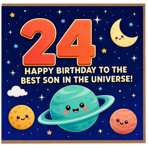 24th Birthday Card for Son, Happy Birthday to the Best Son in the Universe Space Card