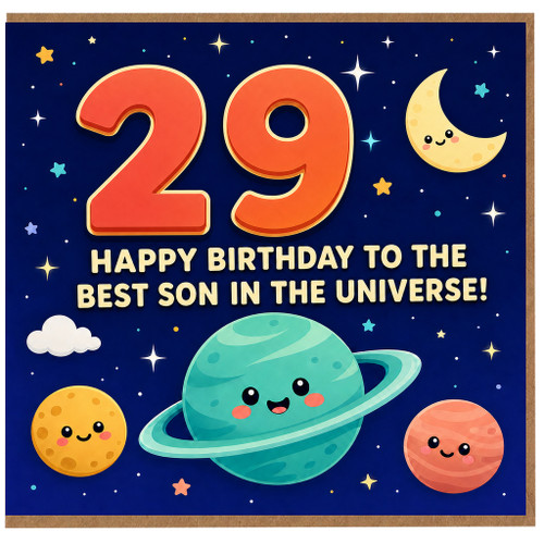 29th Birthday Card for Son, Happy Birthday to the Best Son in the Universe