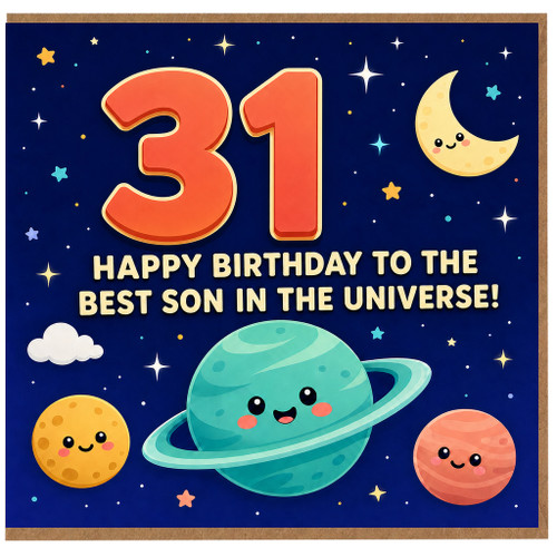 31st Birthday Card for Son, Happy Birthday to the Best Son in the Universe