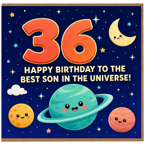 36th Birthday Card for Son, Happy Birthday to the Best Son in the Universe Space Themed Card