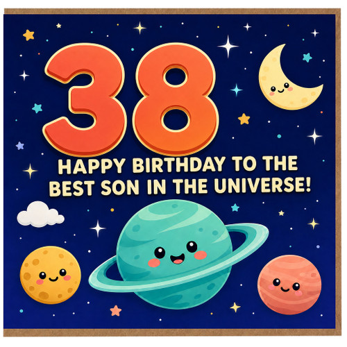 38th Birthday Card for Son, Happy Birthday to the Best Son in the Universe