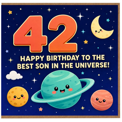42nd Birthday Card for Son, Happy Birthday to the Best Son in the Universe Space Theme Card