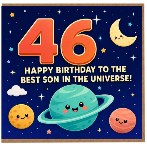 46th Birthday Card for Son, Happy Birthday to the Best Son in the Universe Space Theme Card